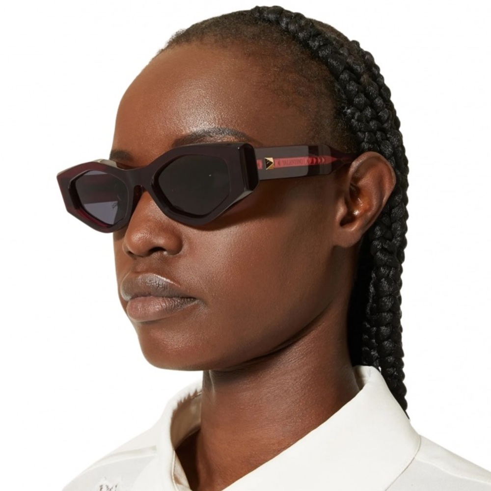 New! Valentino VLS 101B Purple Geometric Sunglasses, Authentic